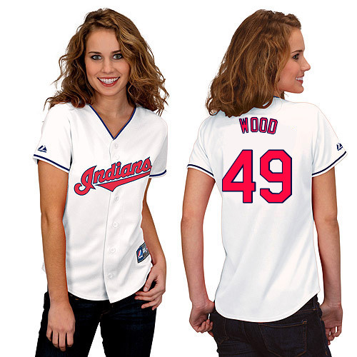 Blake Wood #49 mlb Jersey-Cleveland Indians Women's Authentic Home White Cool Base Baseball Jersey